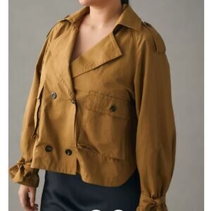 Anthropologie Cropped Trench Jacket Women Size 3X